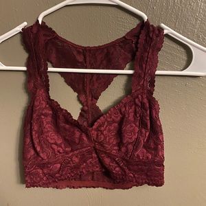 Woman’s red bralette